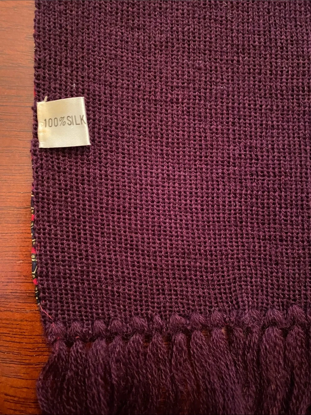 Reversible Patterned Scarf in Burgundy and Red